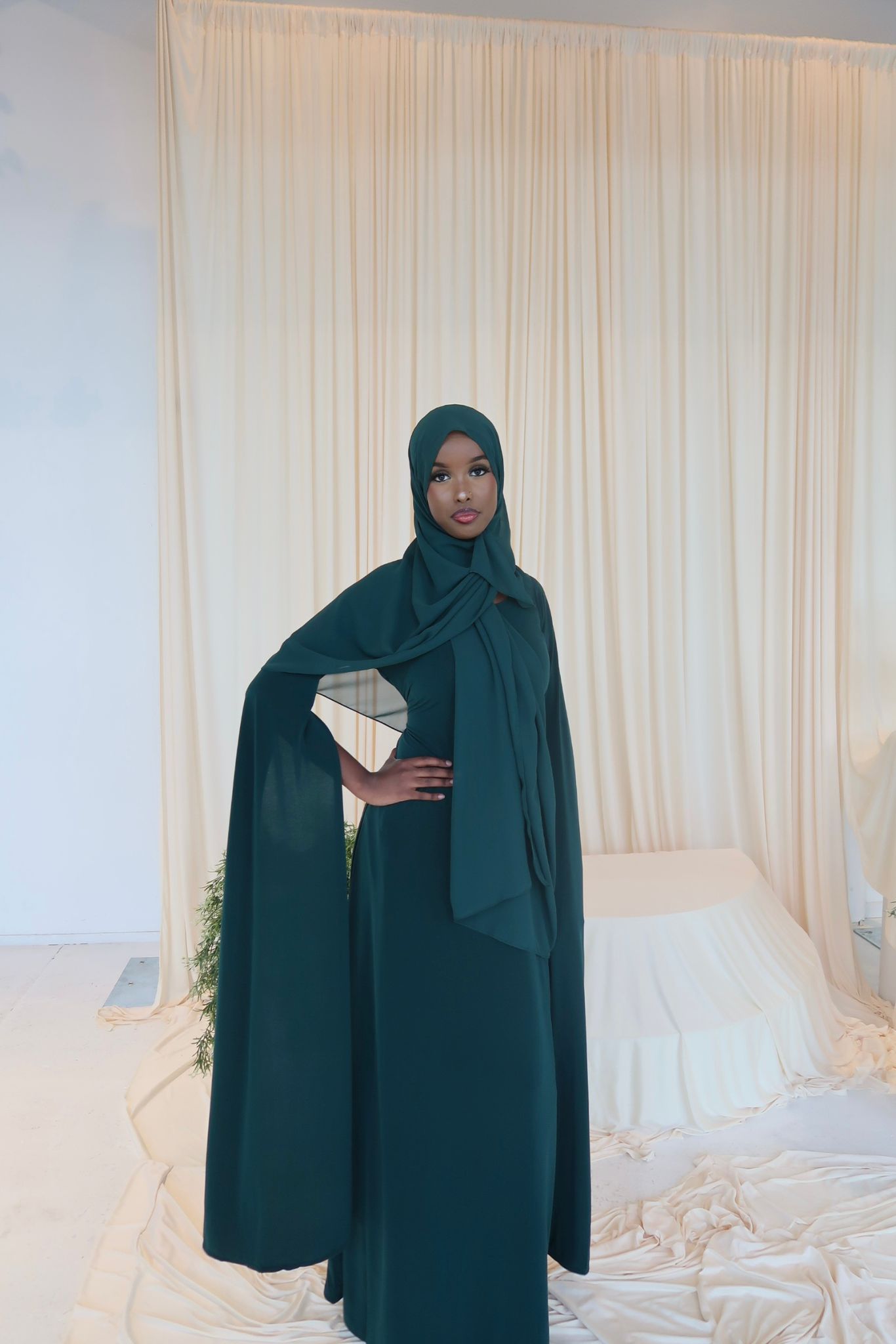 Suhaila – Draped Elegant Dress | Asha's Luxury Abayas