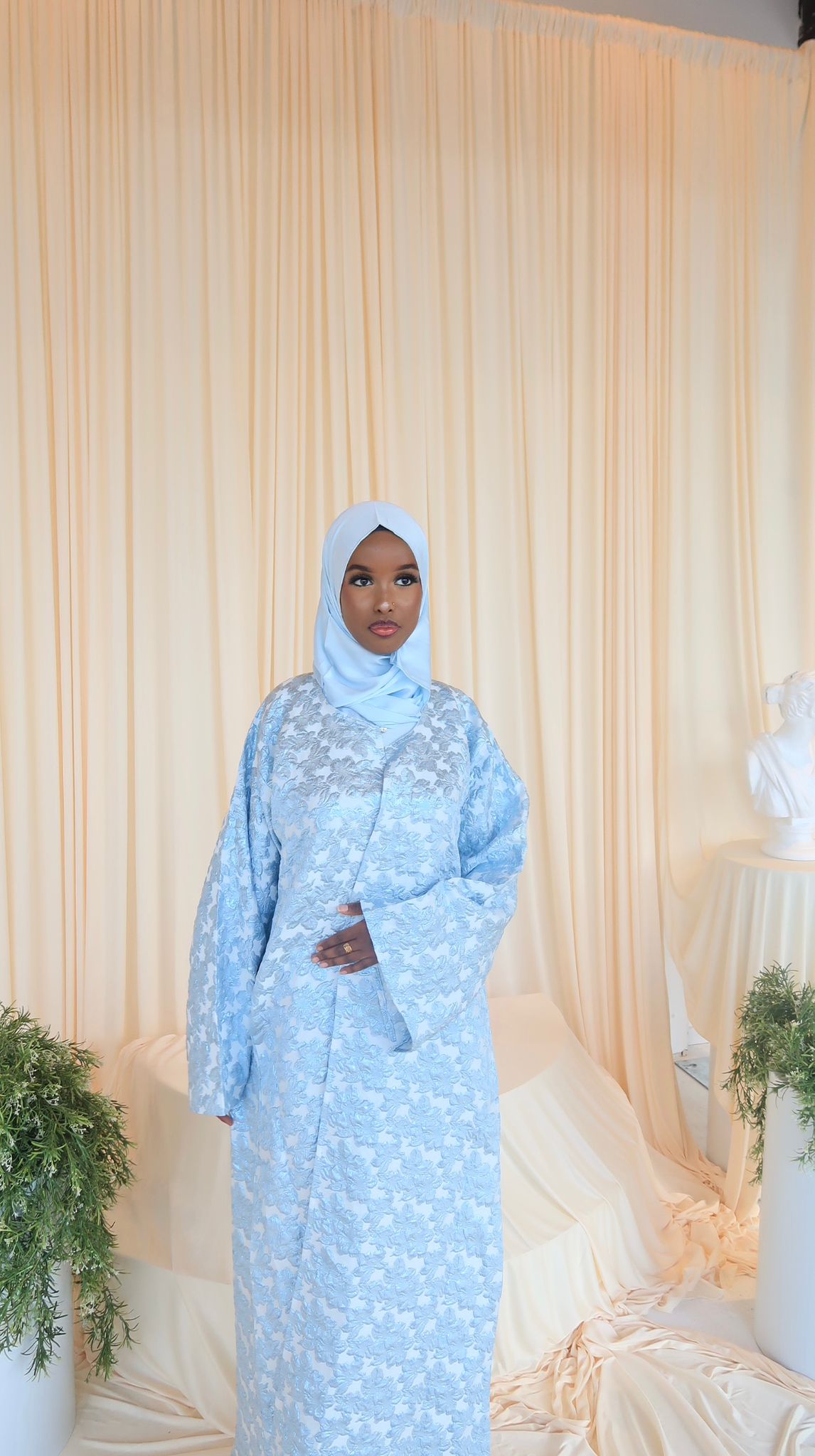 Layan – Floral Textured Abaya | Asha's Luxury Abayas