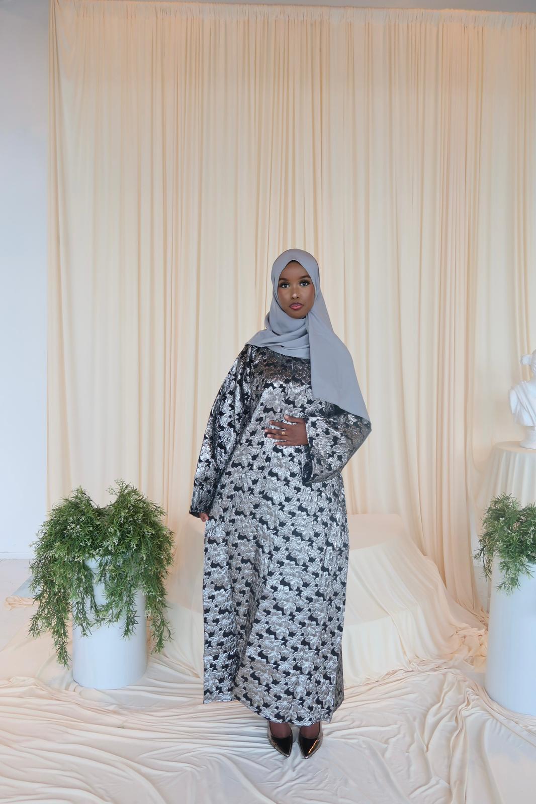 Layan – Floral Textured Abaya | Asha's Luxury Abayas